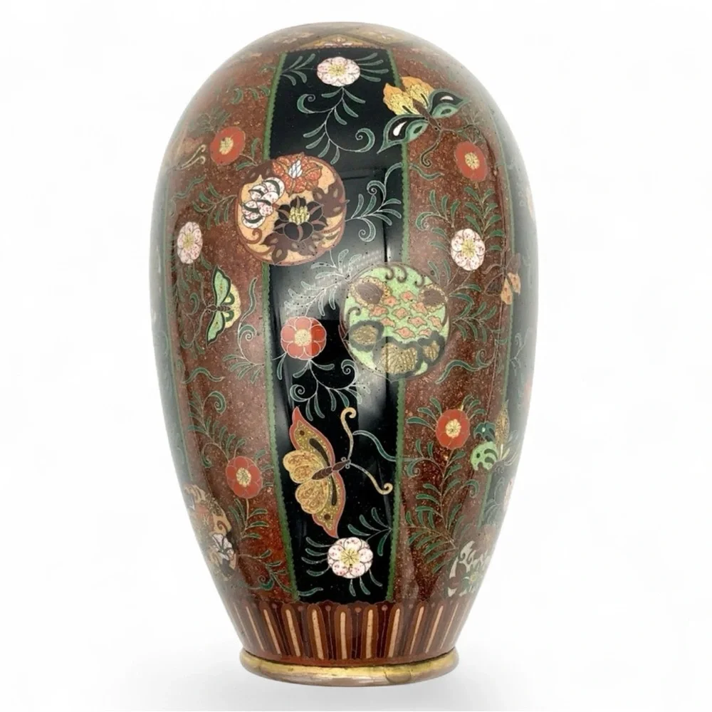 Antique Japanese Meiji Cloisonne Goldstone Vase Fine Kintsugi Art Repair